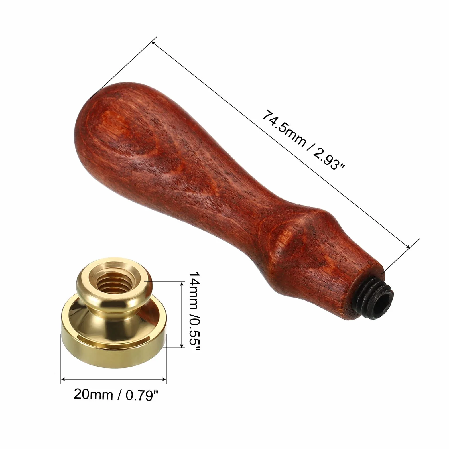 PATIKIL 20 mm okrągła pusta pieczęć woskowa, zdejmowana mosiężna główka bez rzeźbienia drewniany uchwyt retro na kopertę zaproszenie opakowanie wina opakowanie prezentów