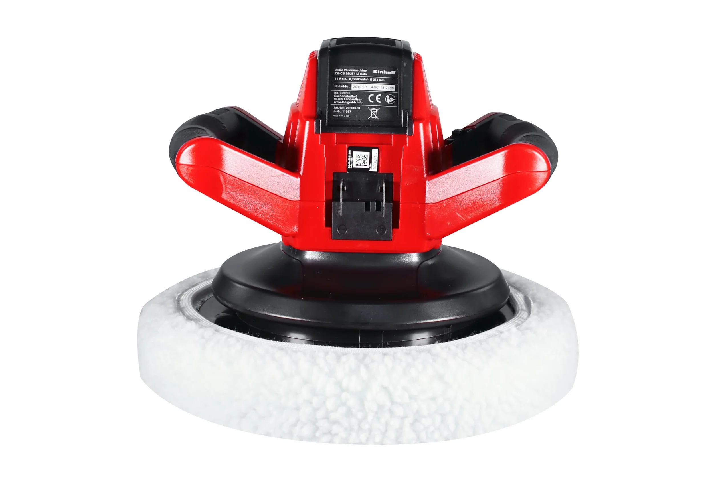 Einhell Polerka samochodowa akumulatorowa CE-CB 18/254 Li-Solo Power X-Change (Li-ion, 18 V, 2500 obr./min, 1x tekstylny/1x syntetyczny kaptur do polerowania, bez akumulatora i ładowarki)