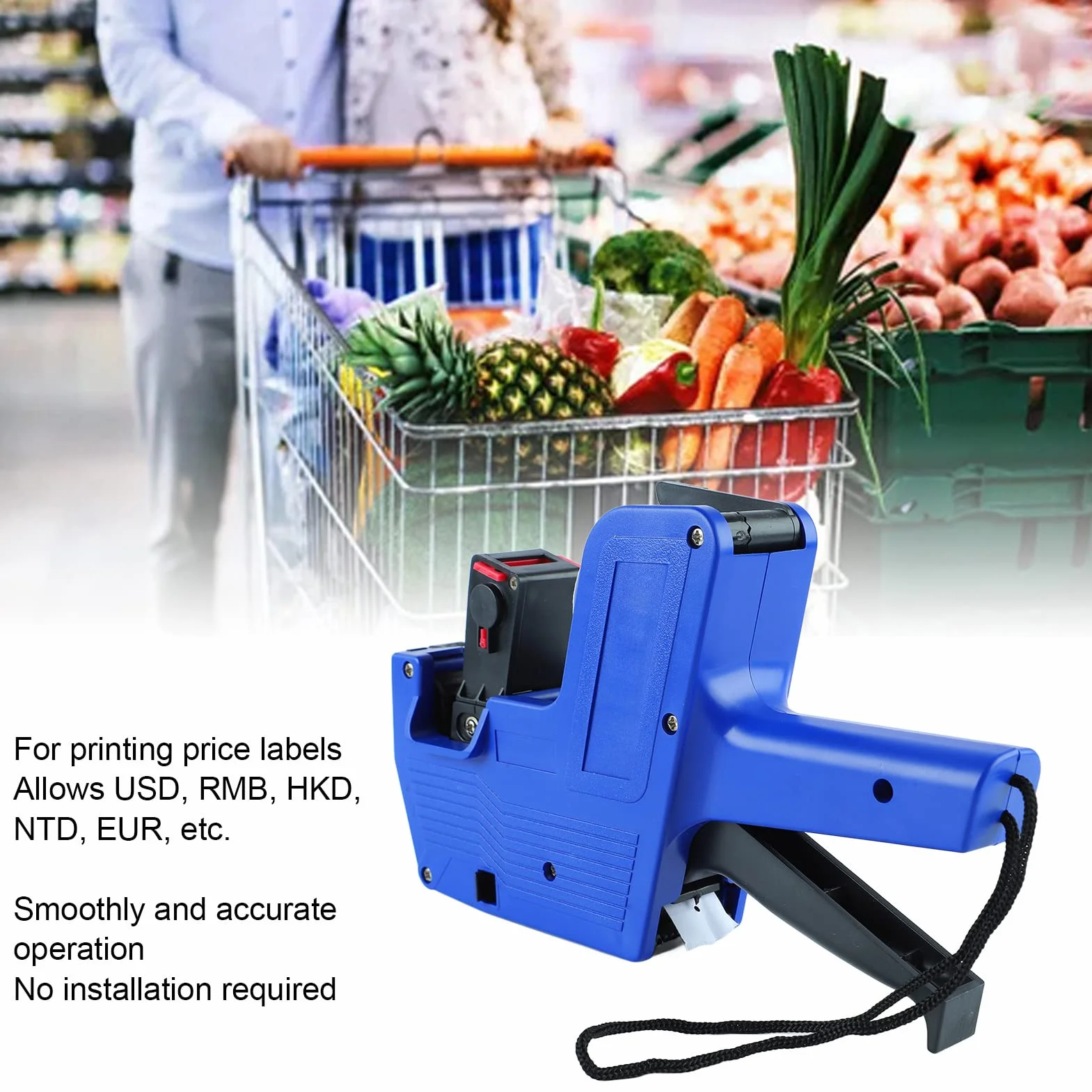 Pistolet Do Etykietowania Cen 8-Cyfrowy z 3 Rolkami Papieru i 3 Kółkami Atramentowymi