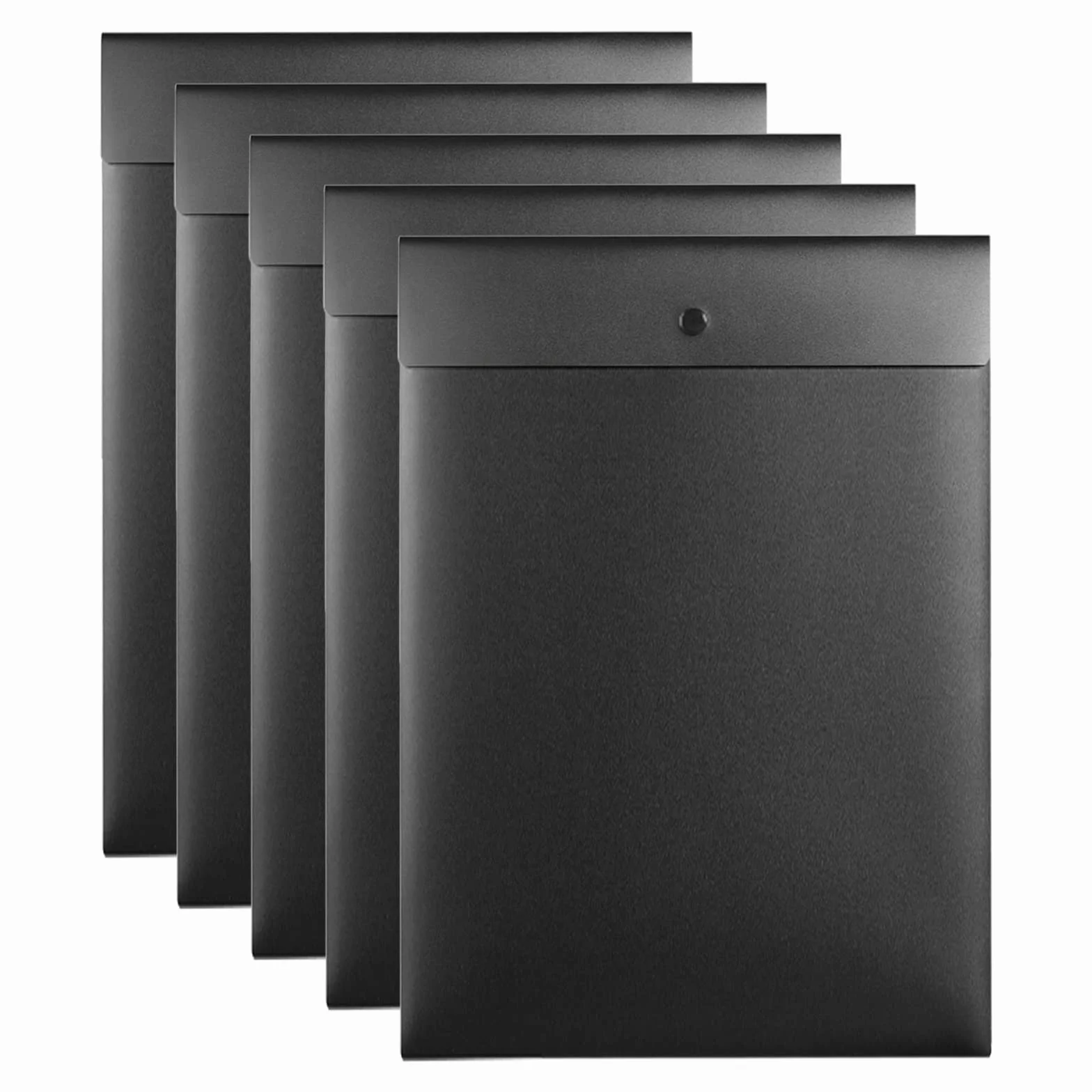 VANRA Vertical File Folders Poly Filing Envelope Plastic Project Folder with Snap Button Closure for A4 Letter Size Paper (Pack of 5, Black)