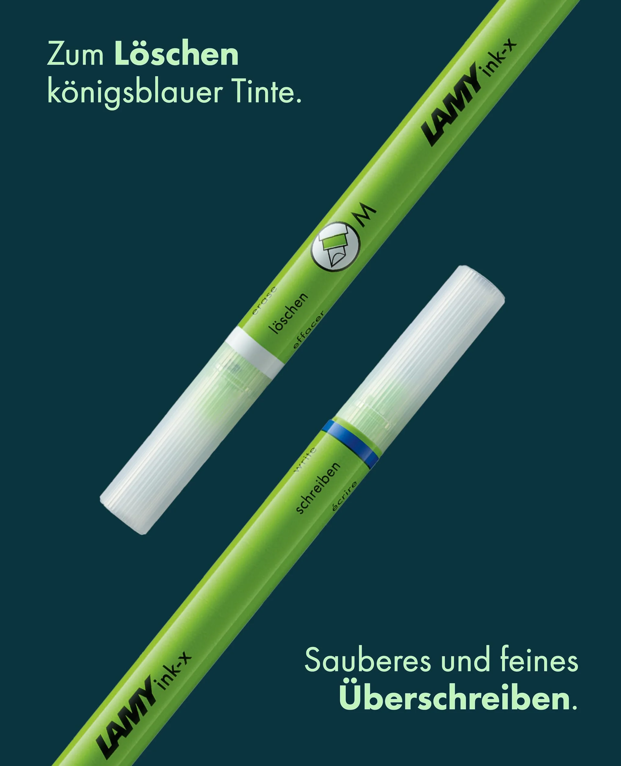 LAMY Zestaw 4 gaśnic atramentowych z tworzywa sztucznego z końcówką do usuwania i końcówką korekcyjną – wyłącznie do wymazywania atramentu królewskiego błękitu