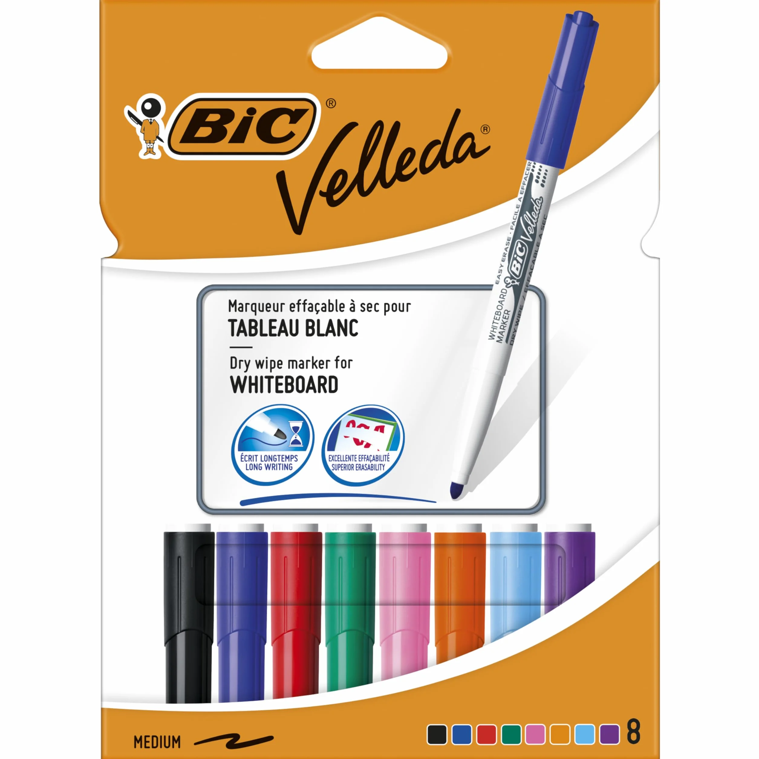 BIC Velleda 1741 Marker suchościeralny mix AST okrągła końcówka Etui 8szt