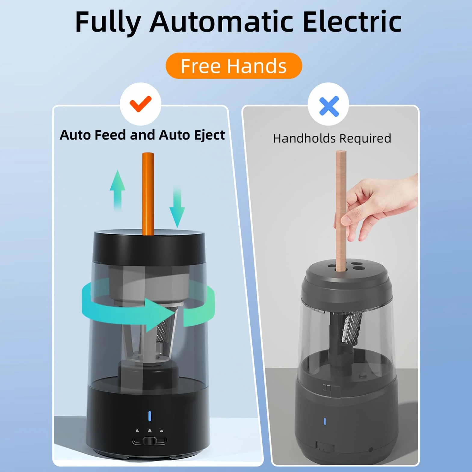 Elektryczna Temperówka do Ołówka 6-8mm Automatyczna Czarna