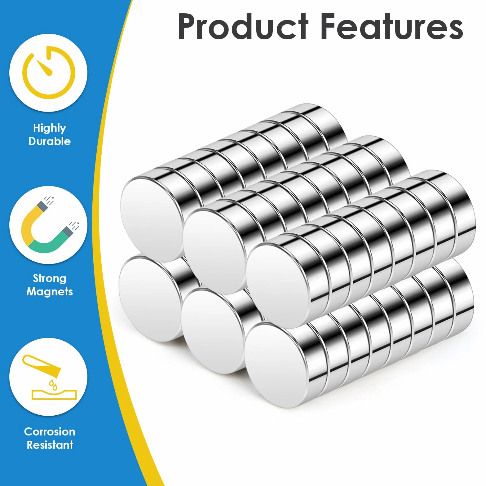 Magnesy neodymowe okrągłe 10x3mm 50 sztuk mocne do lodówki rękodzieła